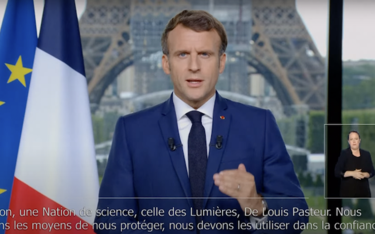 Emmanuel Macron lors de son allocution du 12 juillet 2021