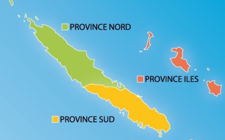 Carte des trois provinces de la Nouvelle-Calédonie 