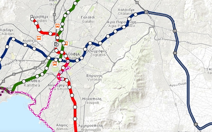 carte interactive transport Athènes