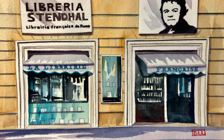 Devanture de la librairie Stendhal à Rome