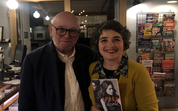 Michel Quint et Marie-Eve Venturino dans la librairie française de Rome