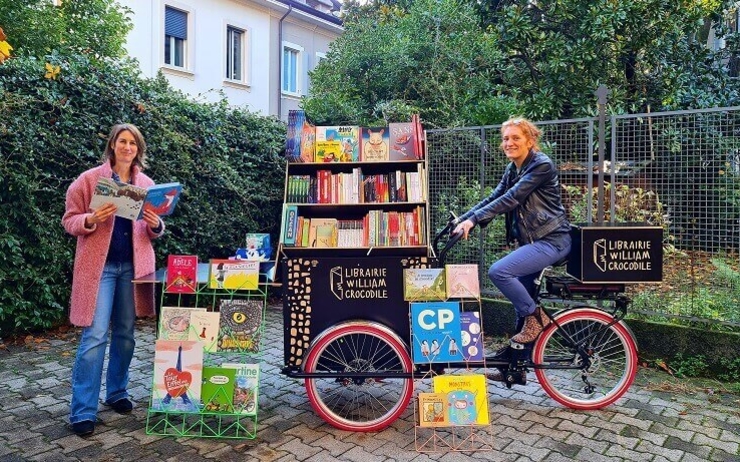une librairie ambulante en vélo