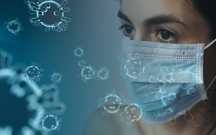 Virus image masque propagation Covid 19 pandémie santé médecine maladie