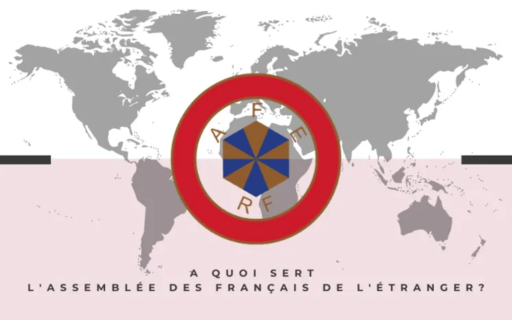 Carte du monde avec le logo de l'Assemblée des Français de l'étranger