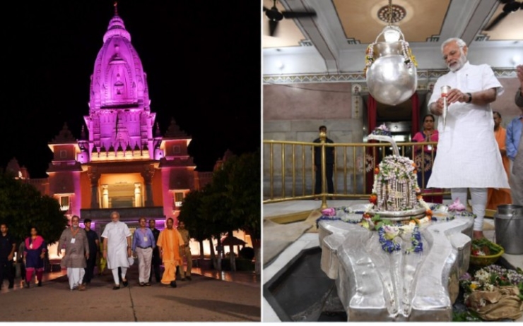 inauguration du corridor menant au kashi vishwanath temple à varanasi
