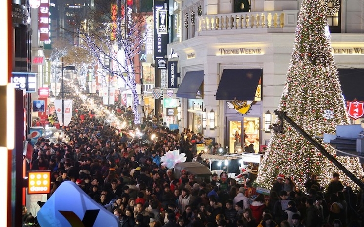Myeongdong à Séoul aux couleurs de Noël