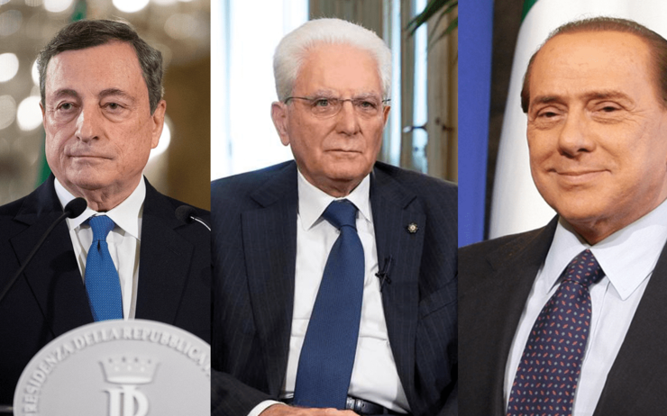 Mario Draghi, Sergio Matarella et Silvio Berlusconi