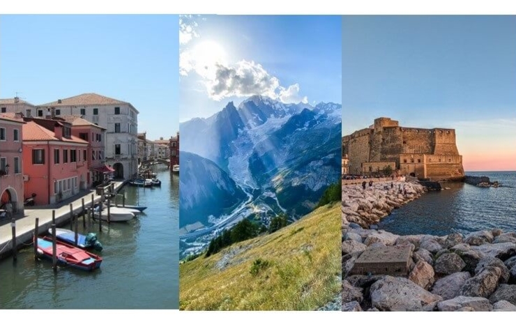 Paysages de montagne, de mer et de lagune en Italie
