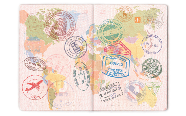 Des tampons sur un passeport