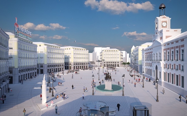 Maquette de la Puerta des sol à Madrid après les travaux de rénovation en 2022