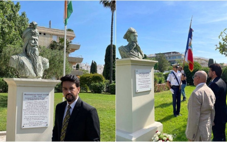 Le ministre indien Anurag Thakur rend hommage au général Allard à St Tropez