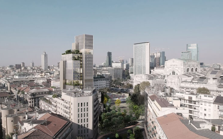 D’ici 2026 le Mi.C, une nouvelle tour de bureaux de 22 étages dominera face au Pirellone, la place de la Gare centrale de Milan. Le projet inclut aussi le réaménagement des espaces publics avoisinants