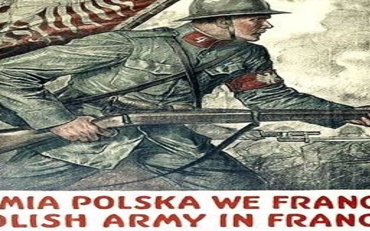 Plakat rekrutacyjny Armii Polskiej we Francji (Polska Misja Wojskowa w Anglii) autorstwa Władysława Bendy