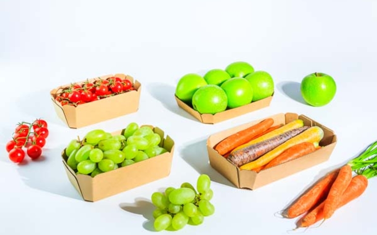 emballages en carton avec fruits et légumes